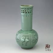 Vase Long Céladon Vert Goryeo Coréen Soigneusement