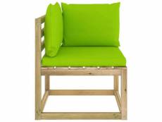 Vidaxl canapé d'angle de jardin avec coussins bois imprégné de vert