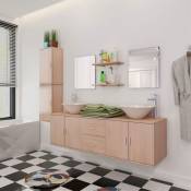 Vidaxl - Mobilier de salle de bain avec lavabo 9 pcs Beige Beige