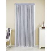 Wenko - Rideau de porte gris-blanc, rideau de porte interieur, fixation sans perçage, facile d'entretien et lavable, polyester, 90x200 cm, gris