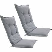 2x Coussins de chaise avec dossier, 120x55x6cm- gris-