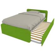 864R - Chambre lit 120x190 1 carré et demi avec deuxième lit gigogne et têtes de lit personnalisables - Pomme verte - Pomme verte