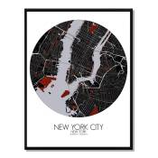 Affiche New york Carte Rouge 40x50