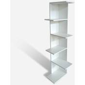 Ahd Amazing Home Design - Bibliothèque d'angle moderne blanche hauteur 142 cm 5 étagères salon Bekas