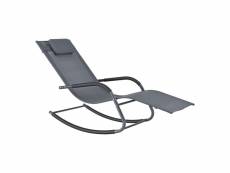 Bain de soleil à bascule fauteuil de jardin à repose-tête amovible transat stylé à sèchage rapide capcité de charge 120 kg acier textile 147 x 63 x 89