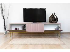 Bobochic meuble tv 200 cm kasha pieds or rose