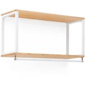 Box Furniture - tagère Portemanteau Icub Style Scandinave 30x100x55cm Blanc-Naturel - Blanc