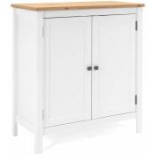 Buffet commode salon placard meuble style scandinave en bois blanc avec 2 étagères