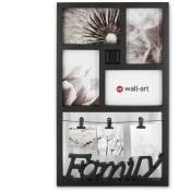 Cadre photo Collage moderne cuisine plastique noir pour photos Images Notes Fleurs séchées 27 x 46 cm, Family - noir