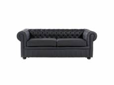 Canapé 2 - 3 places canapé en cuir noir sofa chesterfield