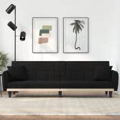 Canapé-lit avec porte-gobelets noir tissu - Noir - The Living Store