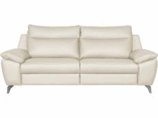 Canapé taille 2 places en 100% tout cuir épais de luxe italien, perla, blanc cassé