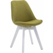 Chaise avec une structure en bois blanc et une session ergonomique en différentes couleurs tissu colore : vert