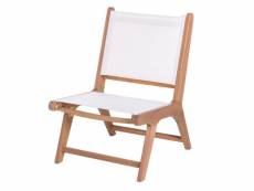 Chaise basse bois d'acacia-textilène blanc - oluveli - l 50 x l 64 x h 75 cm - neuf