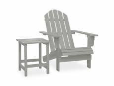 Chaise de jardin adirondack avec table bois de sapin gris