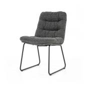 Chaise moderne rembourrée en tissu matelassé gris