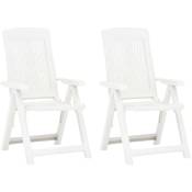 Chaises inclinables de jardin 2 pcs Plastique Blanc