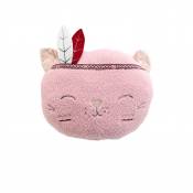 Coussin en bouclette petit chat - Rose - 30 x 30 cm