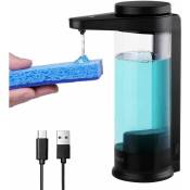 Distributeur de savon liquide automatique rechargeable sans contact de 500 ml, noir