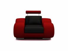 Dydda - fauteuil relax en cuir noir et rouge