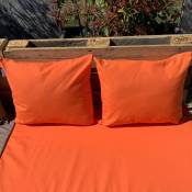 Ensemble de 2 coussins outdoor pour salon palette - Orange - 50 x 60 cm