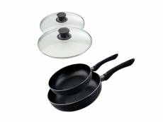 Ensemble de 2 woks de cuisine et 2 couvercles en verre 20 cm et 28 cm elo smart life ref. 9992850 9992850