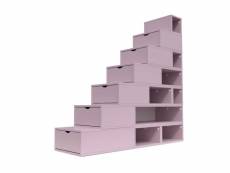 Escalier cube de rangement hauteur 175 cm violet pastel
