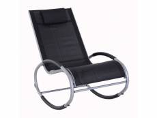 Fauteuil chaise longue à bascule design contemporain dim. 120l x 61l x 88h cm alu. Polyester noir