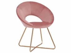 Fauteuil chaise lounge design en velours rose pieds en métal fal09051