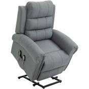 Fauteuil de massage fauteuil releveur électrique inclinaison réglable repose-pied ajustable lin gris chiné - Gris