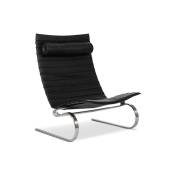 Fauteuil en cuir - Chaise longue design - Bloy Noir