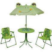 Garden Bistro Set pour les enfants avec parapluie et divers thèmes et couleurs sièges couleur : Grenouille verte