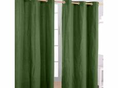 Homescapes paire de rideaux à oeillets uni vert foncé 100% coton prêt à poser 137 x 182 cm KT1427B