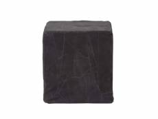 Homescapes pouf carré en cuir noir 36 x 36 x 38 cm