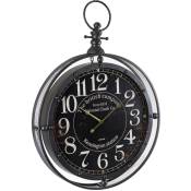 Horloge métal Gousset noir grande taille, d. 60 x Ep. 10 x h. 84 cm Pegane