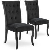 Intensedeco - Lot de 2 chaises capitonnées Chaza Velours Noir - Noir