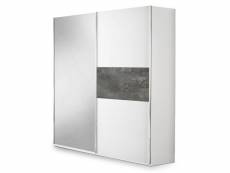 Izia grise - armoire 2 portes coulissantes avec miroir
