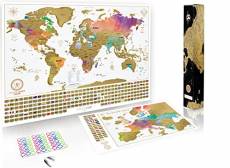 Kit carte à gratter complet (monde, Europe) | 2 cartes à gratter de haute qualité avec accessoires complets et drapeaux de tous les pays – cadeau d’ar