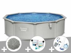 Kit piscine acier ronde bestway hydrium 4,60 x 1,20 cm + 10 kg de zéolite + kit de traitement au chlore + kit d'entretien deluxe