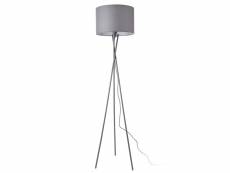 Lampadaire trépied moderne lampe sur pied design e27 métal tissu hauteur 154 cm gris [lux.pro]
