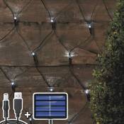 Linghhang - Blanc froid) Lumière solaire en maille led, lumière solaire en maille 3M x 2M/alimentée par usb, éclairage de clôture en maille de balcon