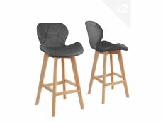 Lot de 2 chaises de bar scandinave simili cuir FATA (gris)