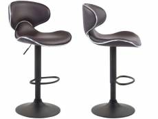 Lot de 2 tabourets de bar design contemporain pieds en métal noir assise en synthétique marron 10_0001168