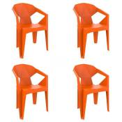 Lot de 4 Chaises de jardin Couleur Orange Empilable Plastique Chaise de Table de Jardin Filtre UV Fauteuil RESOL Delta