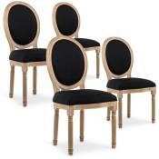 Lot de 4 chaises médaillon Louis XVI tissu Noir - Noir