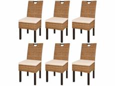 Lot de 6 chaises de salle à manger cuisine design moderne rotin kubu bois de manguier cds022796