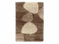 Mauranne - tapis à poils longs motifs galets chocolat 120x170