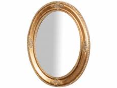 Miroir, miroir mural ovale, à accrocher au mur horizontal vertical, shabby chic, maquillage, salle de bain, cadre finition or antique, l54xp3xh64 cm.