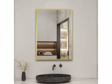 Miroir mural de salle de bain rectangle doré 60 x80cm,