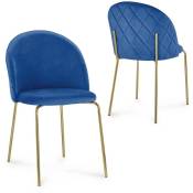 Mobilier Deco - karinne - Lot de 2 chaises en velours bleu - Bleu